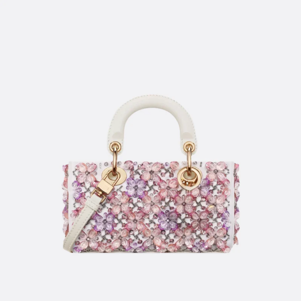 Micro Tasche aus Kalbsleder mit Blumenstickerei und Strass - BloxBag